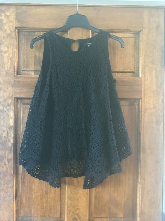 Zac & Rachel Tops - Black Sleeveless Lace Overlay Top w/ Full Lining